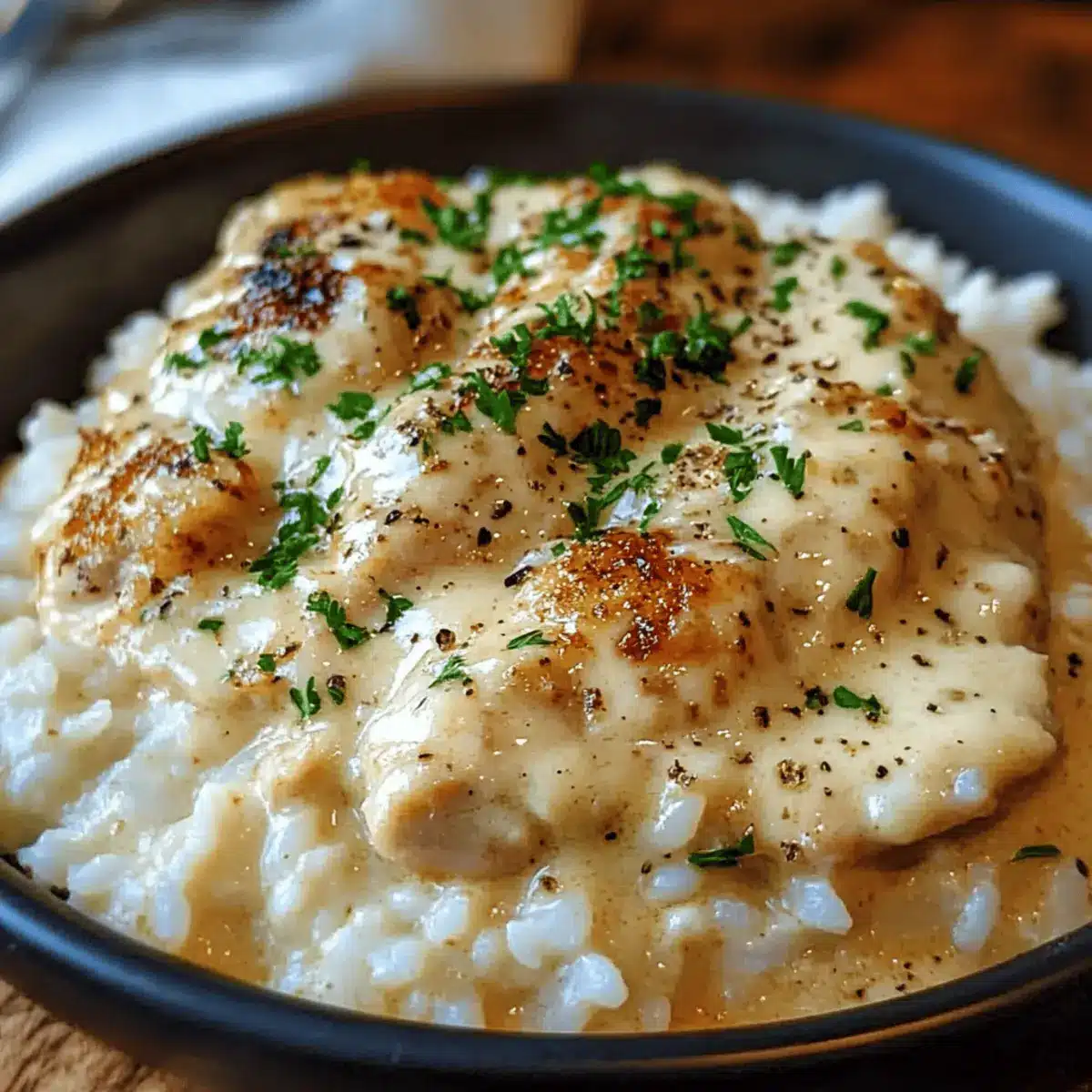 Creamy Smothered Chicken And Rice