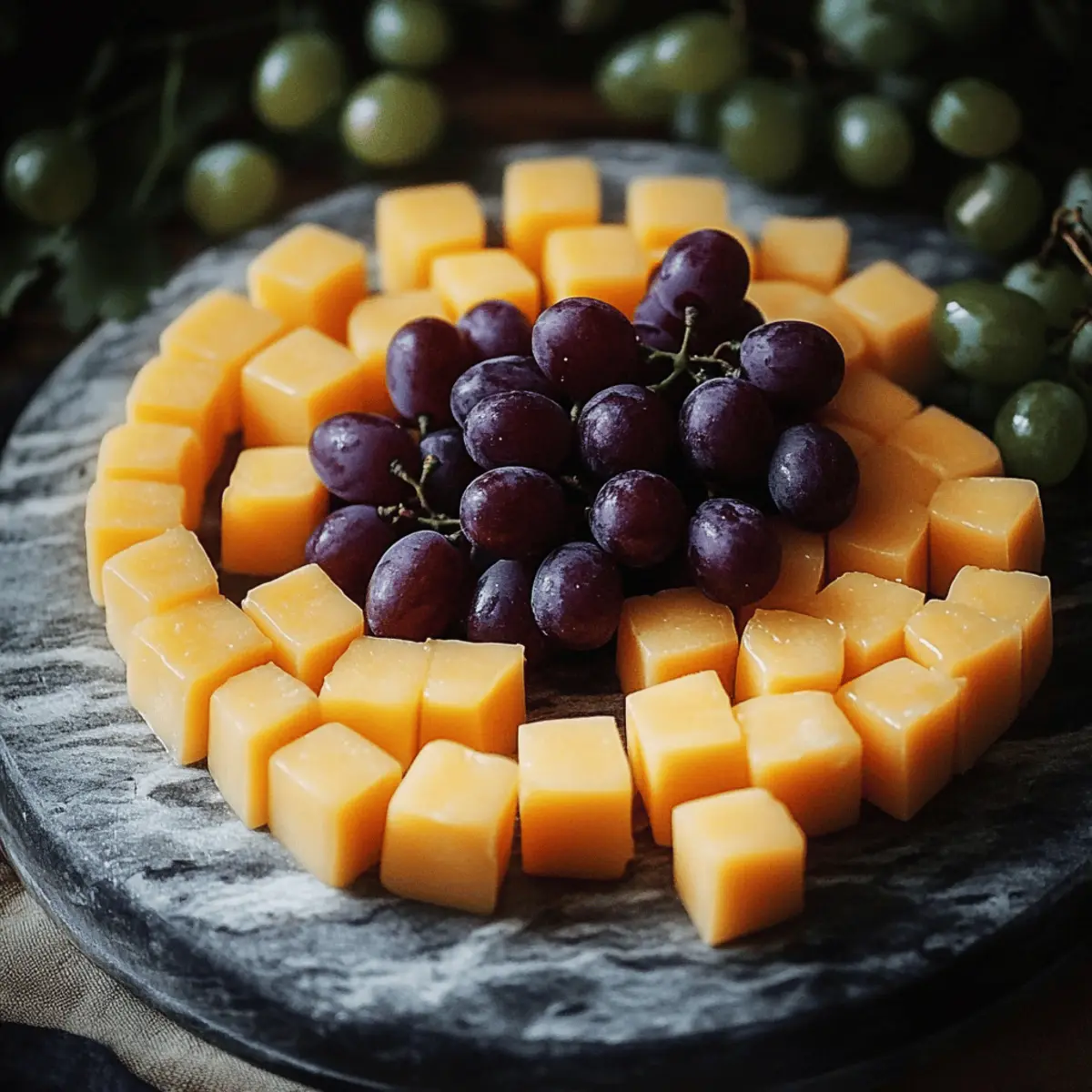 Cheese Cubes and Grapes