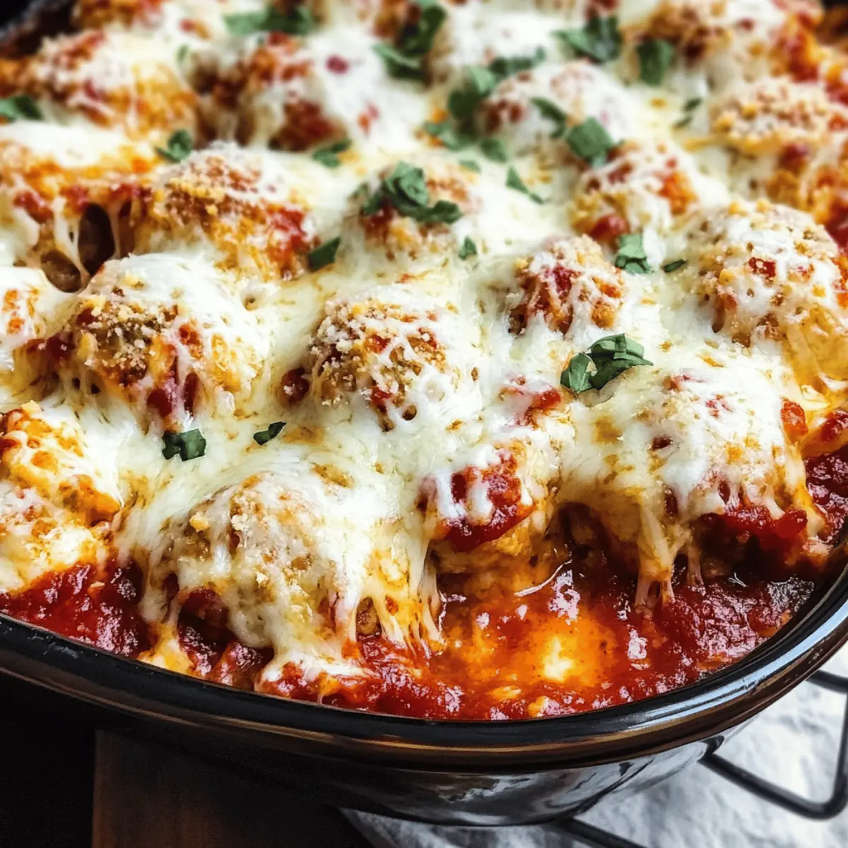 Chicken Parmesan Meatball Casserole
