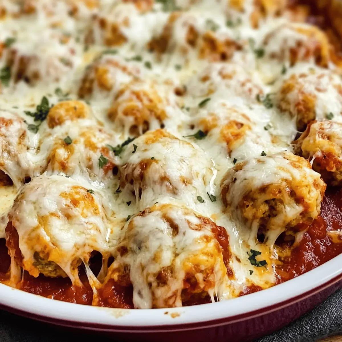 Chicken Parmesan Meatball Casserole