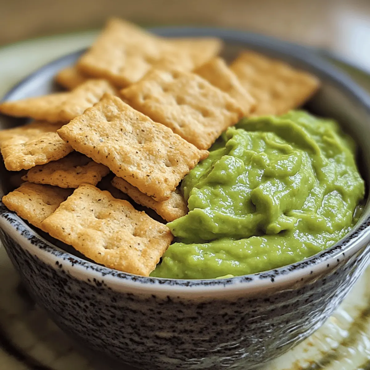 Rice Crackers with Avocado Dip