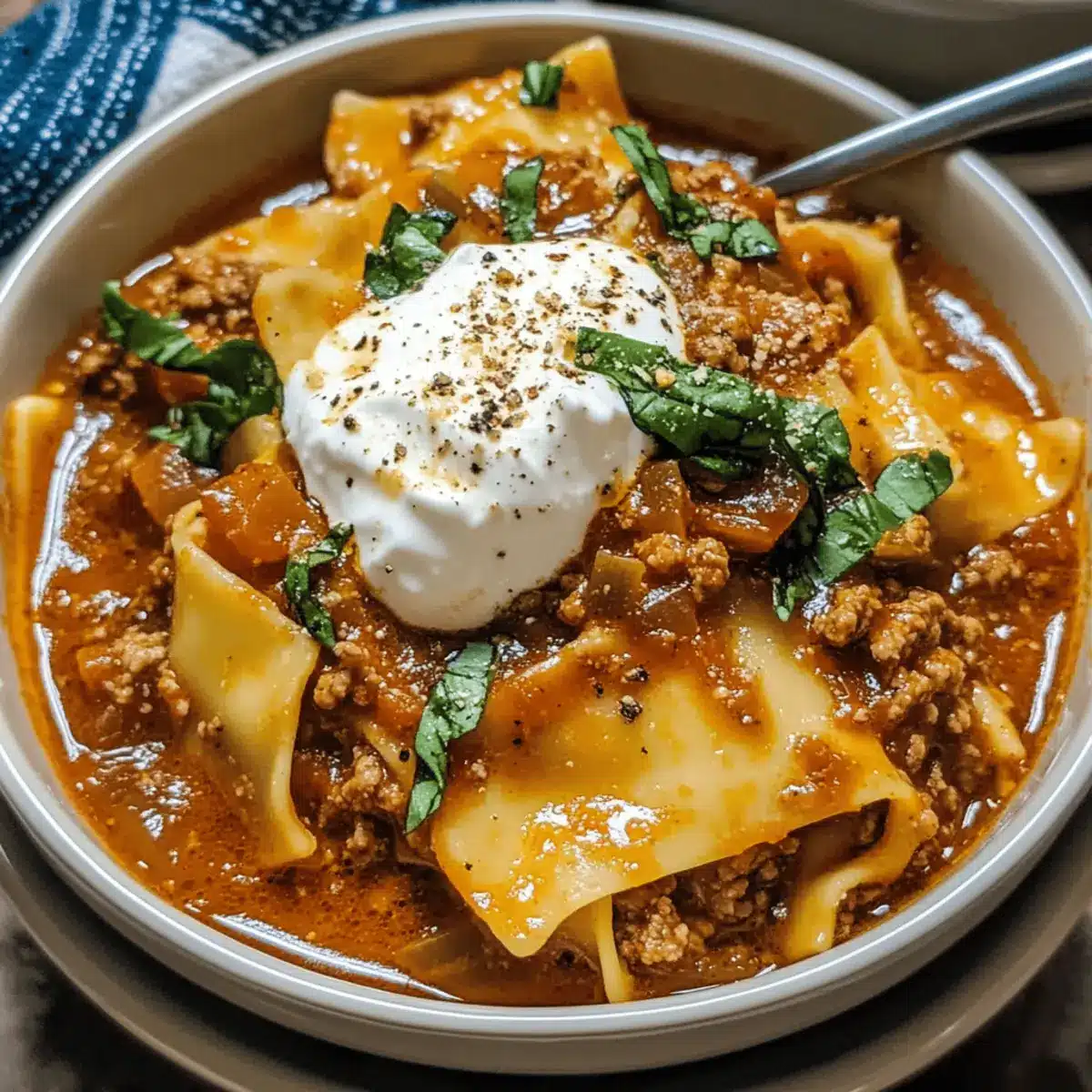 Super Easy Crockpot Lasagna Soup