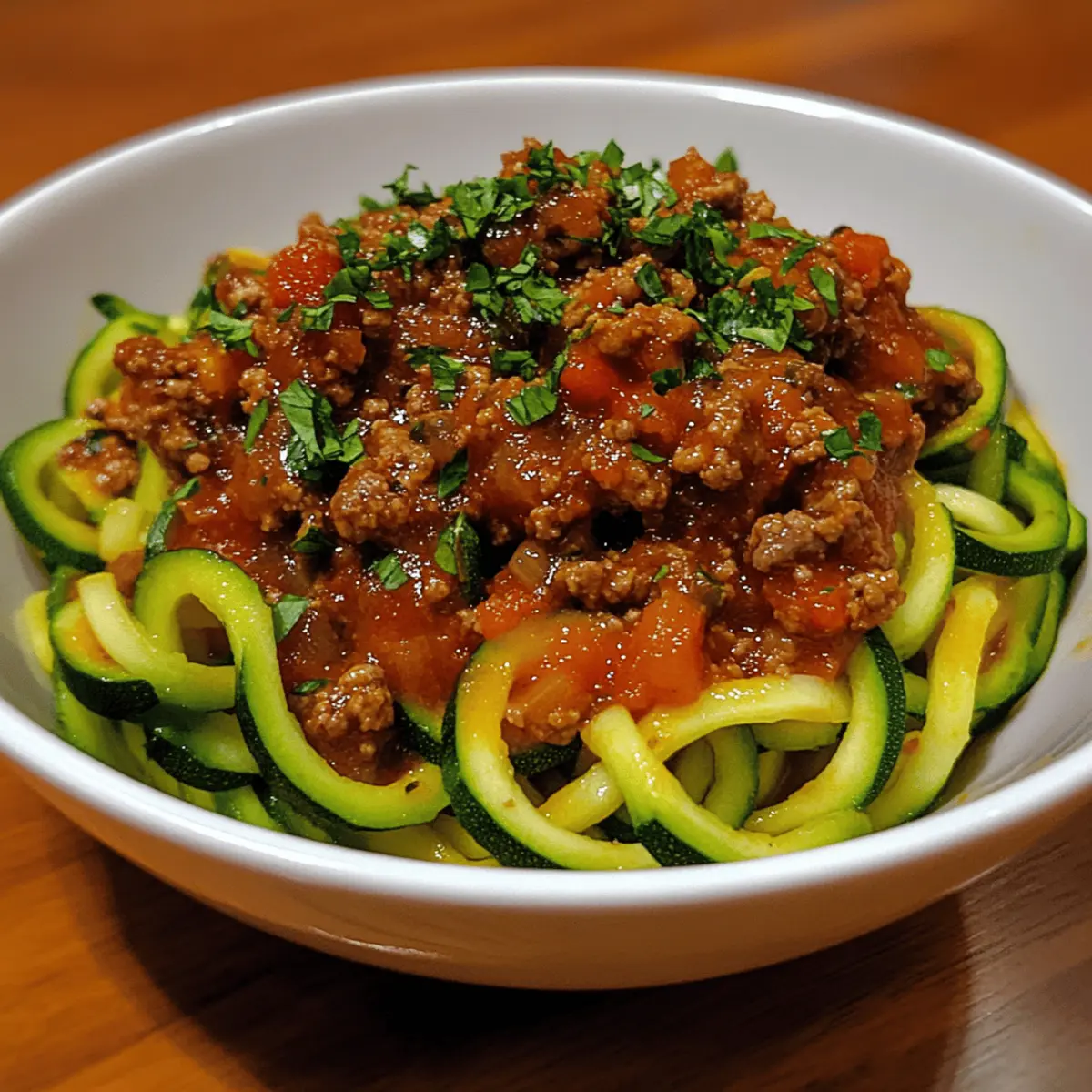 Zucchini Noodles with Meat Sauce