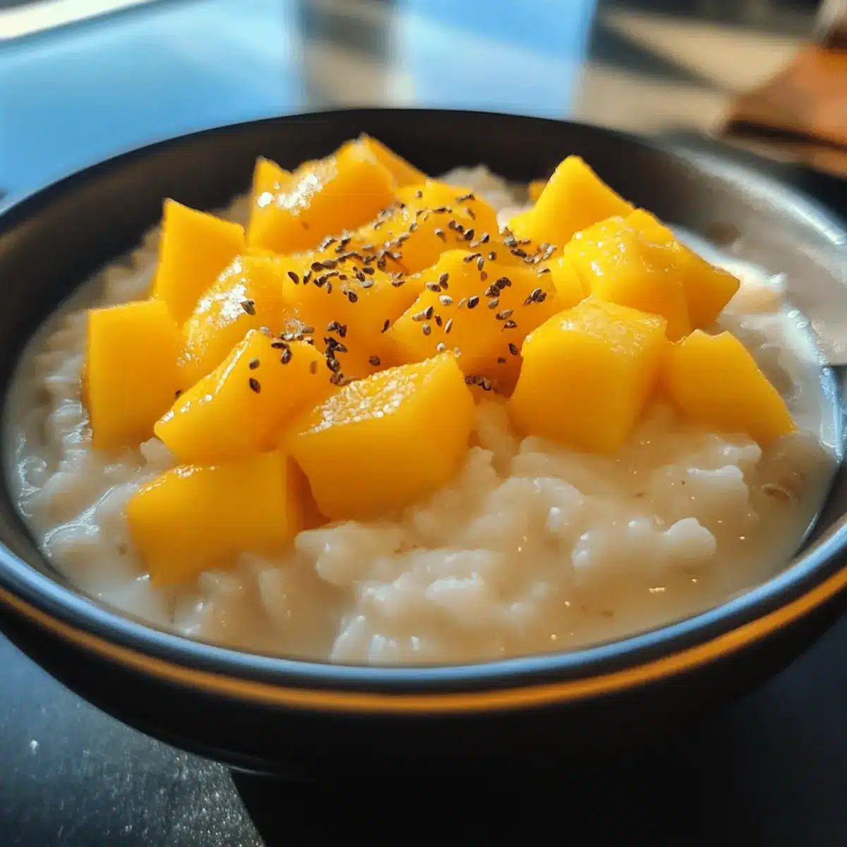 Coconut Rice Pudding with Mango